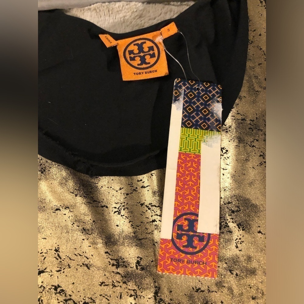 : : TORY BURCH New w/ Tag Metallic Gold & Black Sleeveless Dress : : - Picture 7 of 9